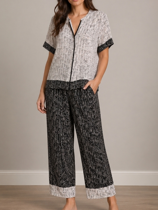 Donna Karan Other - DONNA KARAN Black and White Spotted Two-Piece Lounge Pajama Set
